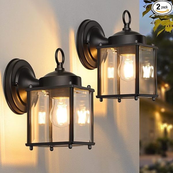 Decorative Outdoor Wall Lanterns with Beveled Glass Design