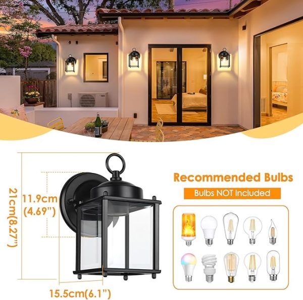 Decorative Outdoor Wall Lanterns with Beveled Glass Design 2