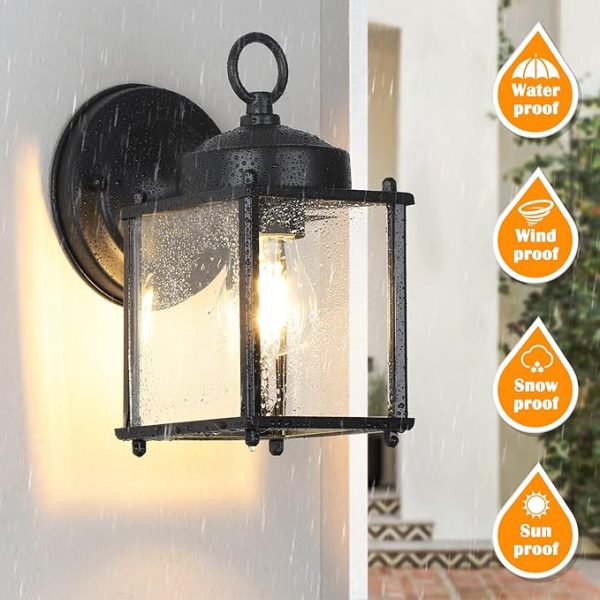 Decorative Outdoor Wall Lanterns with Beveled Glass Design 5