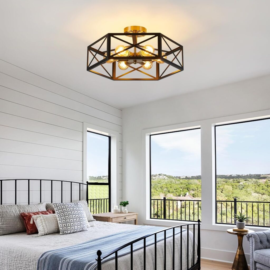 Industrial Ceiling Light Modern Hexagon Design 5