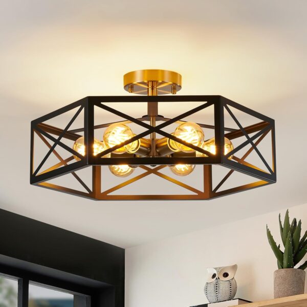 Industrial Ceiling Light Modern Hexagon Design